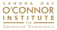 Logo of the Sandra Day O'Connor Institute for American Democracy, featuring bold, gold text on a transparent background.